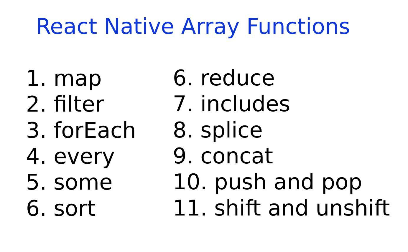 React Native Array Functions